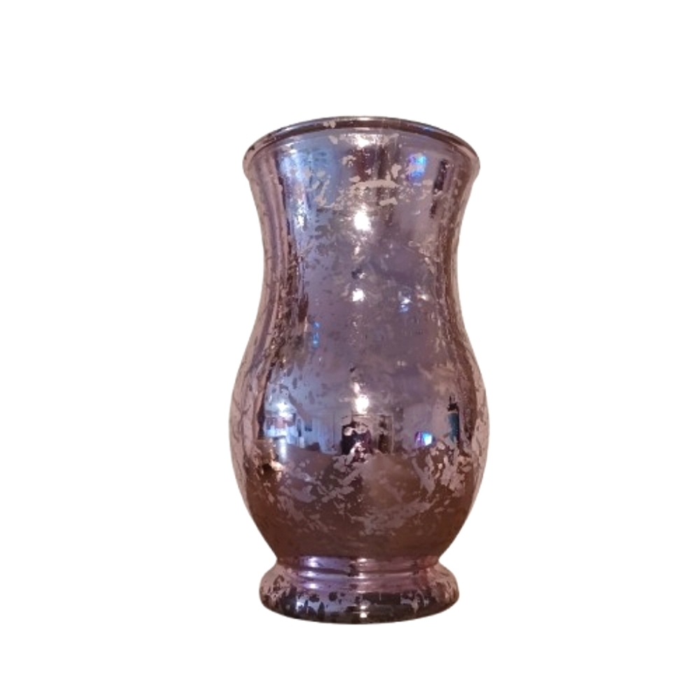 Elegant Silver Pink Mercury Glass Looking Flower Vase Home Decor